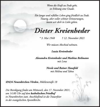 Anzeige von Dieter Kreienheder von OM-Medien