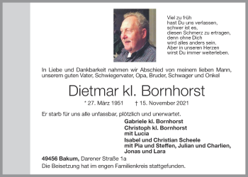 Anzeige von Dietmar kl. Bornhorst von OM-Medien