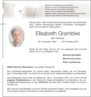 Anzeige von Elisabeth Grambke von OM-Medien