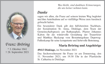 Anzeige von Franz Bröring von OM-Medien