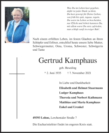 Anzeige von Gertrud Kamphaus von OM-Medien