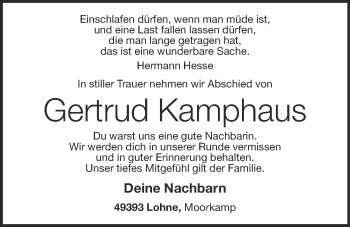 Anzeige von Gertrud Kamphaus von OM-Medien