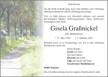 Anzeige von Gisela Graßnickel von OM-Medien