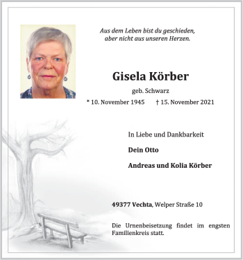 Anzeige von Gisela Körber von OM-Medien