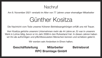 Anzeige von Günther Kositza von OM-Medien