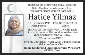 Anzeige von Hatice Yilmaz von OM-Medien