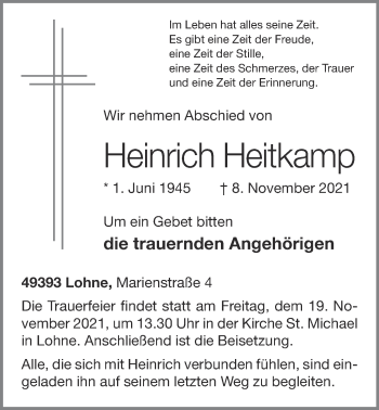 Anzeige von Heinrich Heitkamp von OM-Medien