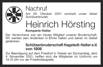 Anzeige von Heinrich Hörsting von OM-Medien