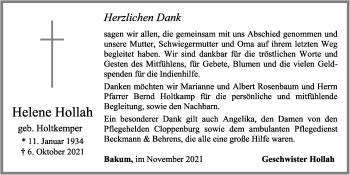 Anzeige von Helene Hollah von OM-Medien