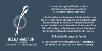 Anzeige von Helga Maibaum von OM-Medien