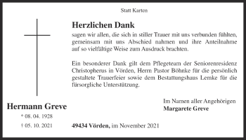 Anzeige von Hermann Greve von OM-Medien