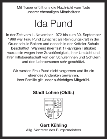 Anzeige von Ida Pund von OM-Medien