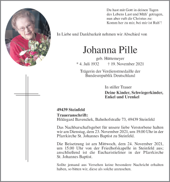 Anzeige von Johanna Pille von OM-Medien