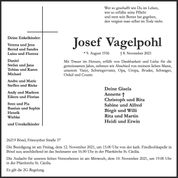 Anzeige von Josef Vagelpohl von OM-Medien