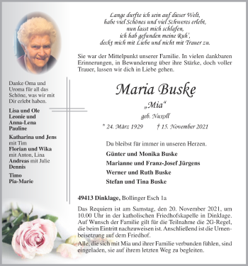 Anzeige von Maria Buske von OM-Medien