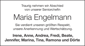 Anzeige von Maria Engelmann von OM-Medien