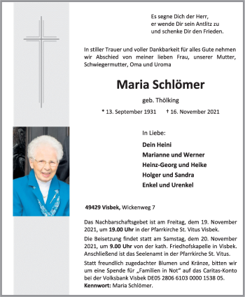 Anzeige von Maria Schlömer von OM-Medien