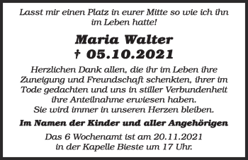 Anzeige von Maria Walter von OM-Medien