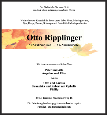 Anzeige von Otto Ripplinger von OM-Medien