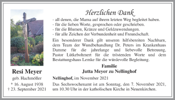 Anzeige von Resi Meyer von OM-Medien