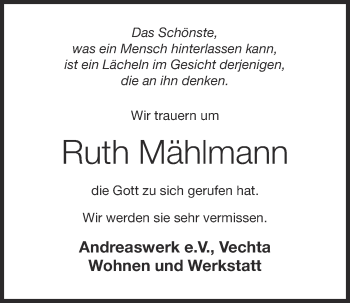 Anzeige von Ruth Mählmann von OM-Medien