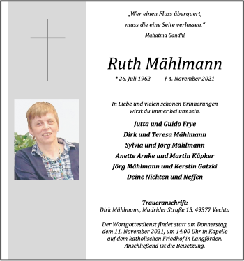 Anzeige von Ruth Mählmann von OM-Medien