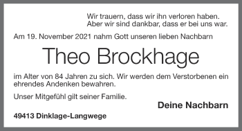 Anzeige von Theo Brockhage von OM-Medien