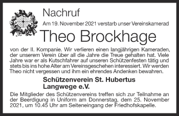 Anzeige von Theo Brockhage von OM-Medien
