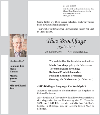 Anzeige von Theo Brockhage von OM-Medien