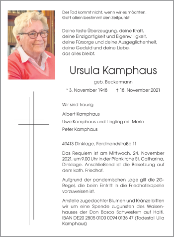 Anzeige von Ursula Kamphaus von OM-Medien