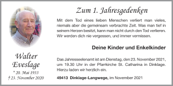 Anzeige von Walter Eveslage von OM-Medien