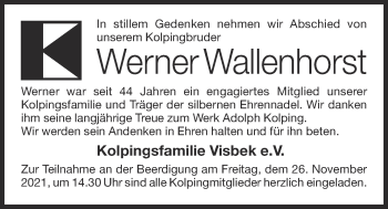 Anzeige von Werner Wallenhorst von OM-Medien