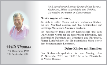 Anzeige von Willi Thomas von OM-Medien