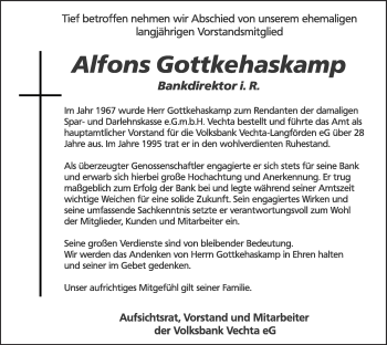 Anzeige von Alfons Gottkehaskamp von OM-Medien