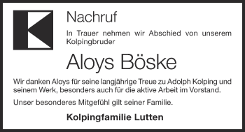Anzeige von Aloys Böske von OM-Medien