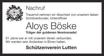 Anzeige von Aloys Böske von OM-Medien