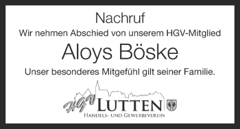 Anzeige von Aloys Böske von OM-Medien