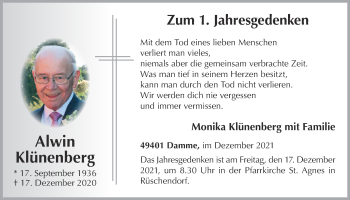 Anzeige von Alwin Klünenberg von OM-Medien