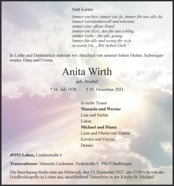 Anzeige von Anita Wirth von OM-Medien