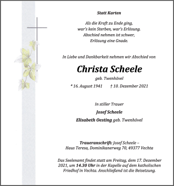 Anzeige von Christa Scheele von OM-Medien
