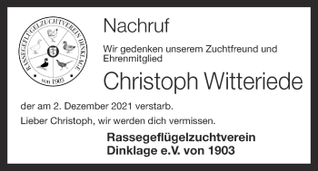 Anzeige von Christoph Witteriede von OM-Medien