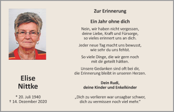 Anzeige von Elise Nittke von OM-Medien