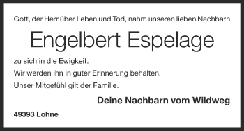 Anzeige von Engelbert Espelage von OM-Medien