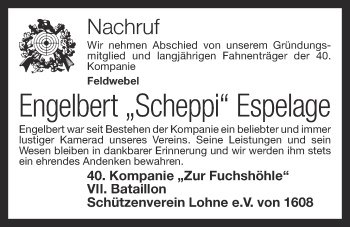 Anzeige von Engelbert Espelage von OM-Medien