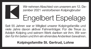 Anzeige von Engelbert Espelage von OM-Medien