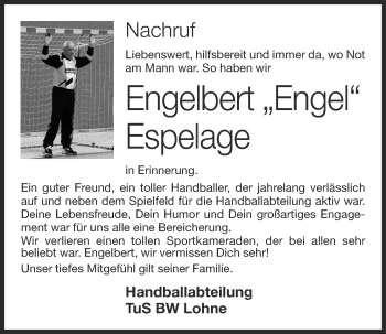 Anzeige von Engelbert Espelage von OM-Medien