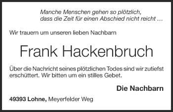 Anzeige von Frank Hackenbruch von OM-Medien