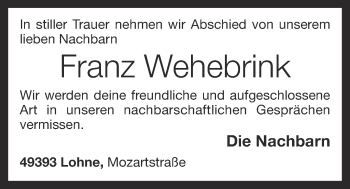 Anzeige von Franz Wehebrink von OM-Medien