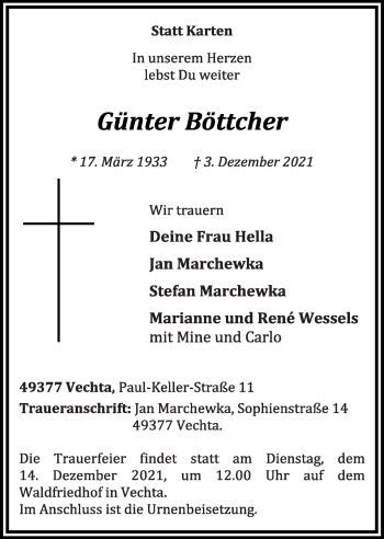 Anzeige von Günter Böttcher von OM-Medien