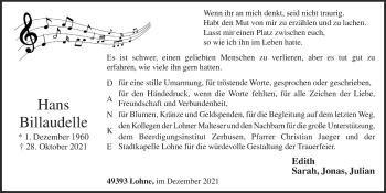 Anzeige von Hans Billaudelle von OM-Medien